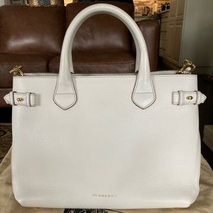 White Burberry Medium Shoulder Satchel